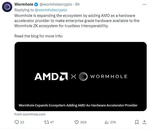 AMD ประกาศร่วมมือกับ Wormhole เพื่อรองรับการทำงานร่วมกันของบล็อคเชน