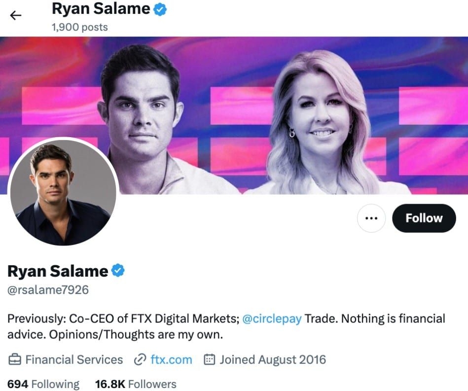 Ryan Salame อดีตผู้บริหาร FTX เตรียมจะถูกพิจารณาคดีอาญา ในนิวยอร์ก วันที่ 1 พฤษภาคม