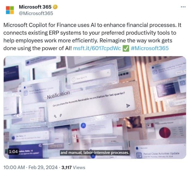 Microsoft เปิดตัว 'Copilot for Finance' ที่ขับเคลื่อนด้วย AI