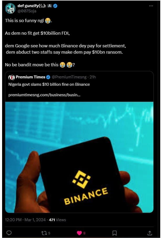 ไนจีเรีย "ปฏิเสธ" ข่าวเรื่องการปรับ Binance มูลค่า 10,000 ล้านดอลลาร์