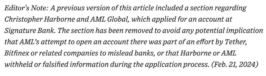 Wall Street Journal โดน Tether ฟ้องคดีหมิ่นประมาท หลังลงบทความเท็จเรื่องฉ้อโกงและการฟอกเงิน