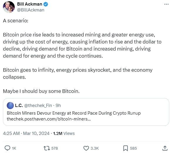 “บางทีผมควรจะซื้อ Bitcoin” Bill Ackman มหาเศรษฐีและนักลงทุนชื่อดัง กล่าว