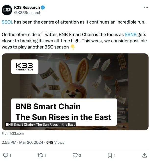 เผย 3 เหตุผลที่ BNB ของ Binance อาจขึ้นไปสู่ระดับสูงสุดใหม่ตลอดกาล