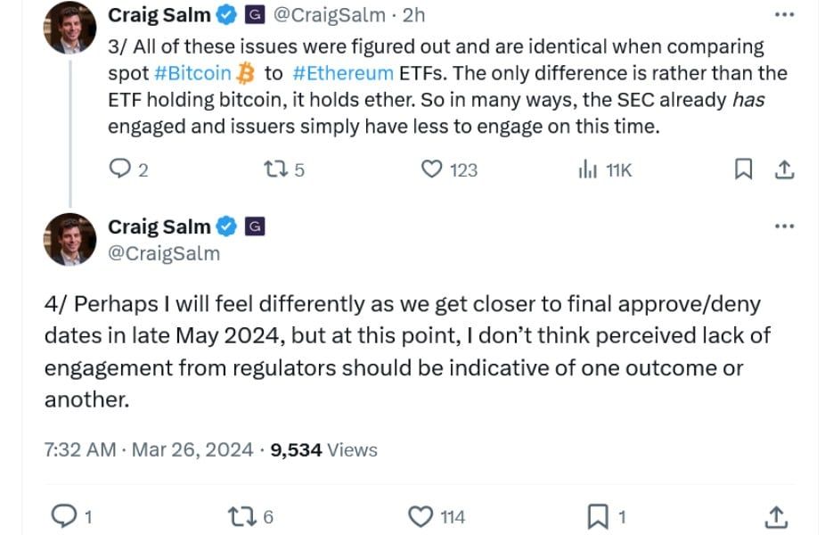 Grayscale มั่นใจ Spot Ether ETF ได้อนุมัติแน่เดือนพฤษภาคม แม้เพิ่งมีการคุยกันเรื่อง “การขาดการมีส่วนร่วม” ของ SEC กับผู้สมัครก็ตาม