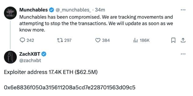 'Munchables' เกม Crypto  บนเครือข่าย Blast  ถูกโจมตีเสียหายกว่า 2,253 ล้านบาท