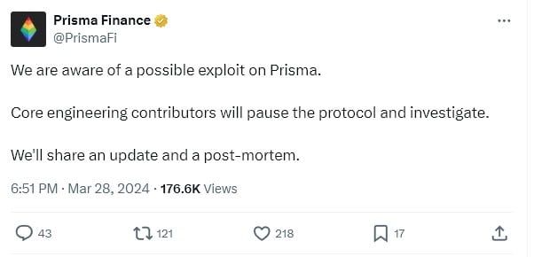 Prisma Finance ถูกโจมตี มูลค่าความเสียหายประมาณ 364 ล้านบาท