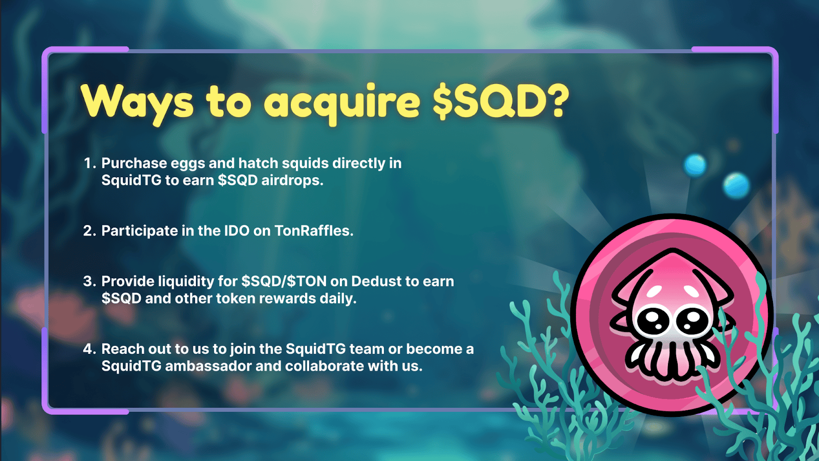 SquidTG เผย Metaverse โรดแมป พร้อมกำหนดการ IDO โทเค็น SQD และการแจกจ่ายโทเค็น