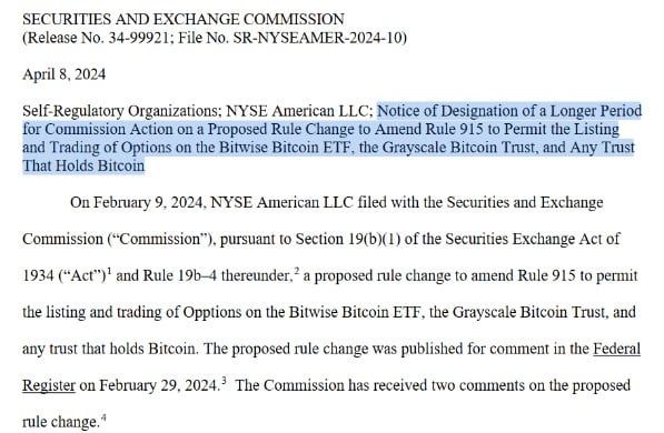 ก.ล.ต.สหรัฐฯ เลื่อนการตัดสินใจ Bitwise, Grayscale Bitcoin ETF Option