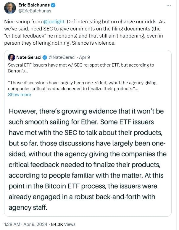 VanEck , CEO CoinShares เชื่อว่า ก.ล.ต.สหรัฐฯ จะปฏิเสธ Spot Ethereum ETF ในเดือนพฤษภาคม