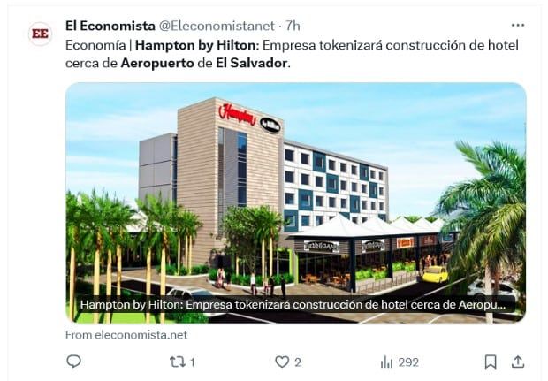 โรงแรม Hampton by Hilton ในเอลซัลวาดอร์ เตรียมเปิดขายหุ้นโทเค็นที่ออกบน Bitcoin เลเยอร์ 2