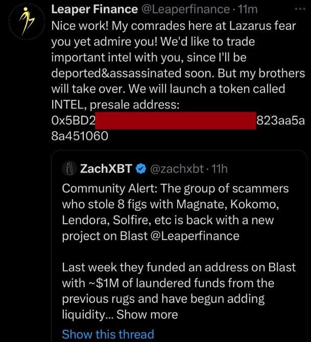 ZachXBT นักสืบ Crypto เตือนการกลับมาของกลุ่มนักหลอกลวงที่อยู่เบื้องหลังการ Rug pull โปรโตคอล DeFi หลายรายการ