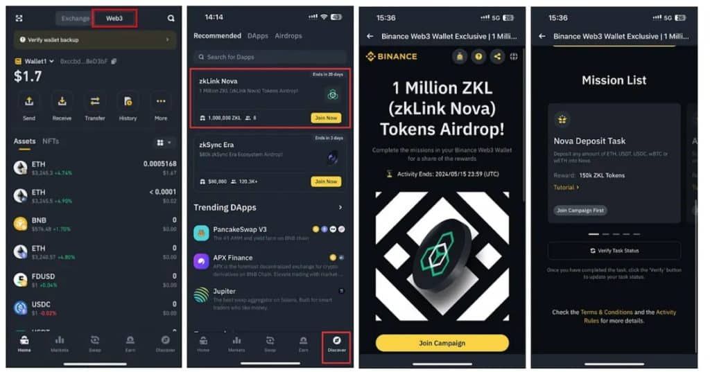 zkLink เปิดตัวแคมเปญรางวัลโทเค็น ZKL มูลค่ารวม 1,000,000 ดอลลาร์บน Binance Web3 Wallet