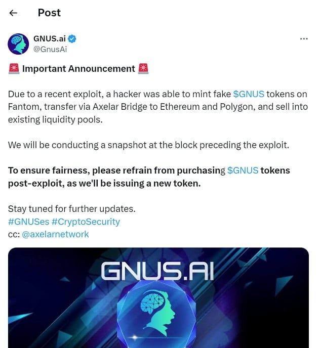 Discord ของ Gnus .AI โดนแฮ็ก ทำให้เกิดการสูญเสียเงินประมาณ 46 ล้านบาท