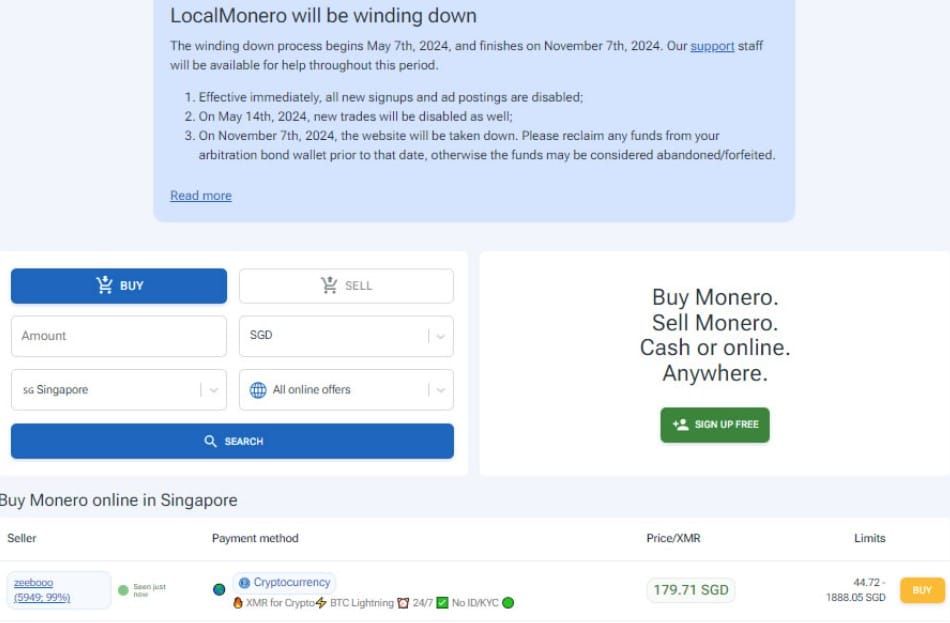 LocalMonero แพลตฟอร์ม P2P ประกาศปิดตัว หลังจากให้บริการชุมชน XMR มากว่า 7 ปี