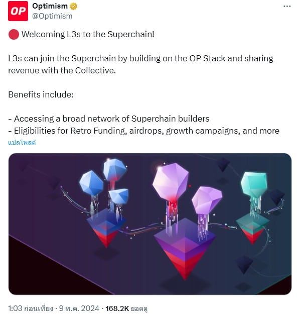 Optimism เปิดตัวฟีเจอร์ Superchain ใหม่ สำหรับผู้พัฒนาเลเยอร์ 3