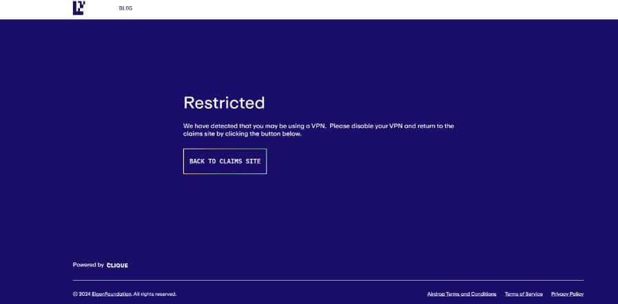 Eigenlayer เปิดเคลม Airdrop โทเค็น EIGEN — แต่ยังโอนไม่ได้จนกว่าจะถึงกันยายน พร้อมการห้ามใช้ VPN