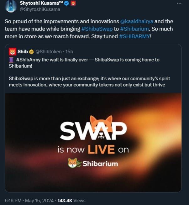 ShibaSwap เปิดตัวการอัพเกรดครั้งใหญ่ และการย้ายไป Shibarium