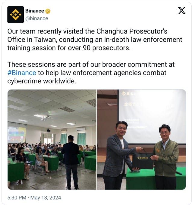 Binance ร่วมมือกับไต้หวัน จัดการคดีฟอกเงิน Crypto ครั้งใหญ่ มูลค่ากว่า 224 ล้านบาท