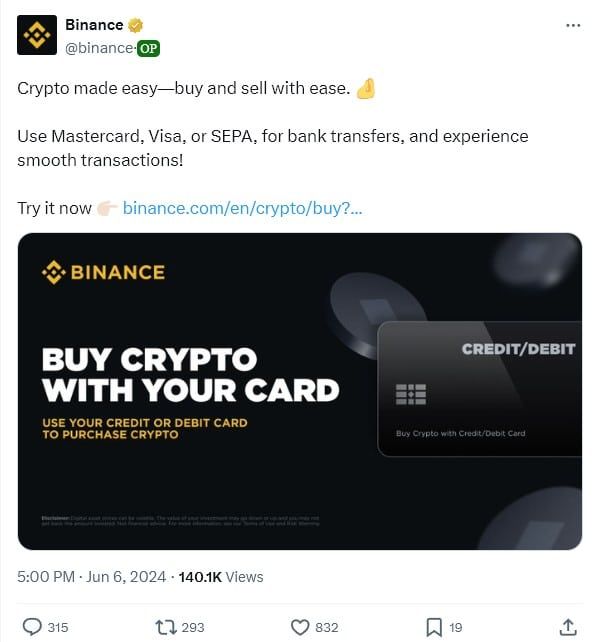 Binance กลับมาให้บริการซื้อ Crypto ผ่าน Mastercard อีกครั้ง