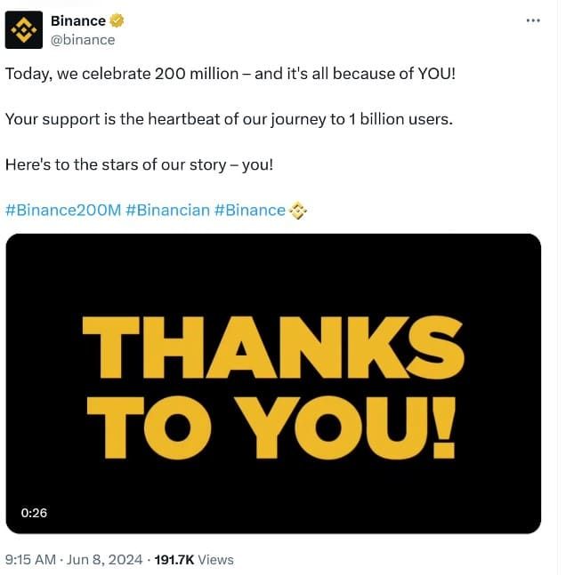 ปรบมือ!!! Binance ประกาศ มียอดผู้ใช้งาน แตะ 200 ล้านคนทั่วโลกแล้ว