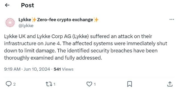 เว็บเทรด Lykke หยุดการถอนเงิน ยอมรับโดนแฮ็ก แต่เงินทุนของผู้ใช้ "ปลอดภัย"