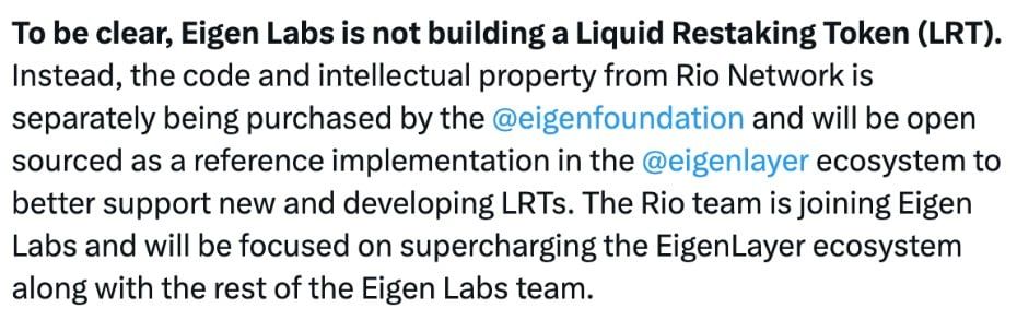 Eigen Labs เข้าซื้อกิจการ Rio Network พร้อมเปิดโอเพ่นซอร์ส LRT
