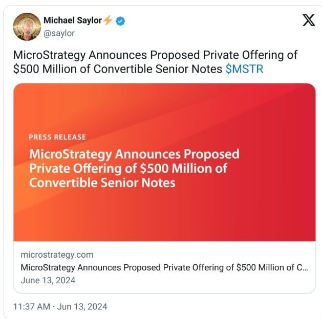 MicroStrategy เล็งขายหุ้น 18,382 ล้านบาท เพื่อซื้อ Bitcoin เพิ่ม
