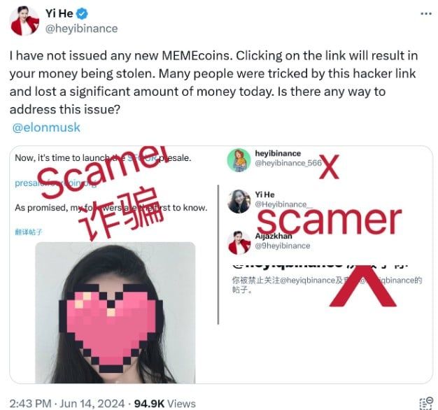 ผู้ร่วมก่อตั้ง Binance วิงวอน Elon Musk ช่วยจัดการกับ Scam crypto บน X