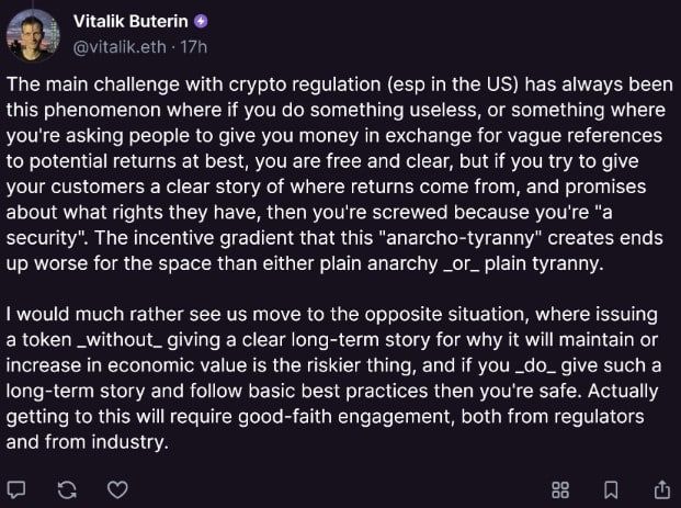 Vitalik Buterin ไม่พอใจการควบคุม Crypto ในปัจจุบัน พร้อมเสนอวิธีแก้ปัญหาที่แน่นอน