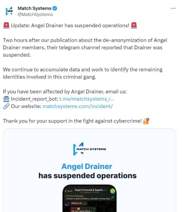 Angel Drainer แอปฟิชชิ่งคริปโตชื่อดัง "ปิดตัว" หลังนักพัฒนาถูกระบุตัวตนได้แล้ว