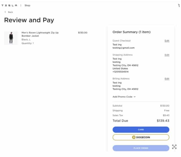 Tesla อาจจะกำลังทดสอบการชำระเงินด้วย Dogecoin
