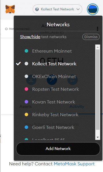 คู่มือการใช้งาน Testnet ของ Kollect แบบละเอียด