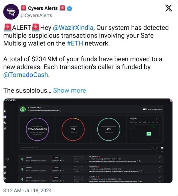 WazirX เว็บเทรดคริปโตของอินเดีย ถูกแฮ็ก เสียหายกว่า 8,442 ล้านบาท