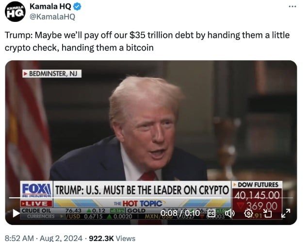 อดีตที่ปรึกษา Binance จะเข้าร่วมกับ กมลา แฮร์ริส ในการชิงตำแหน่งประธานาธิบดีสหรัฐอเมริกา