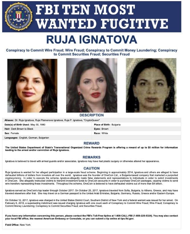 ศาลอังกฤษ สั่งอายัดทรัพย์สินของ Ruja Ignatova ผู้ร่วมก่อตั้ง OneCoin