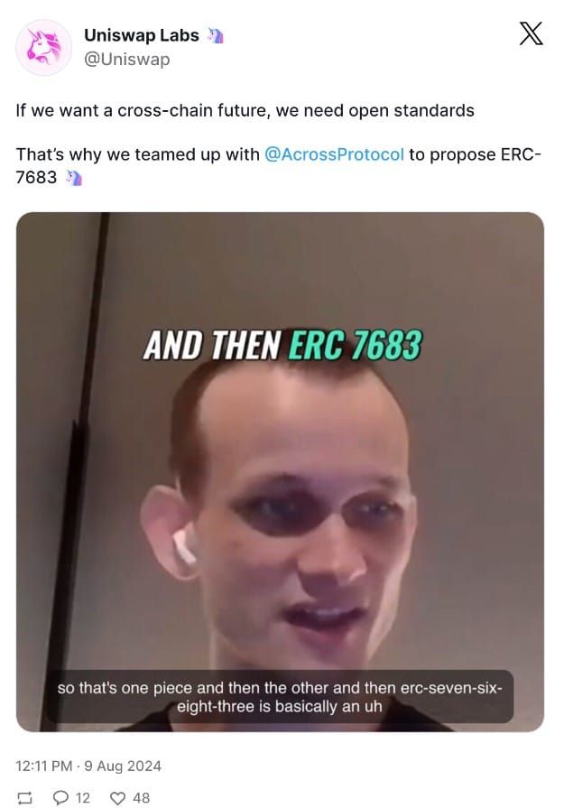 Vitalik Buterin สนับสนุนข้อเสนอ ERC-7683 สำหรับมาตรฐาน Cross-Chain Trade