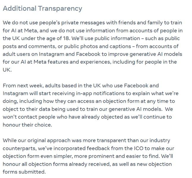 Meta จะกลับมาฝึกอบรม AI จากผู้ใช้ Instagram และ Facebook ในอังกฤษอีกครั้ง หลังจากหยุดชะงักด้านกฎระเบียบ