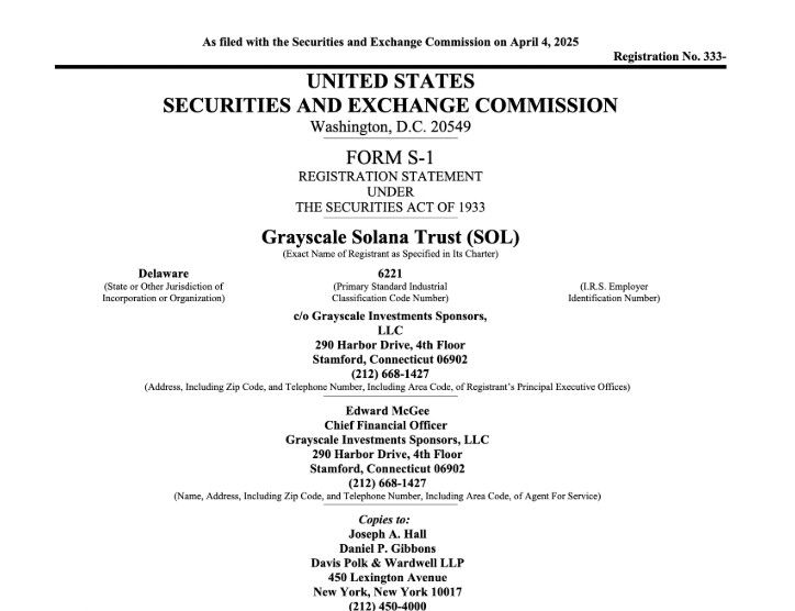มาแน่! Grayscale เดินหน้ายื่น S-1 แปลง Solana Trust เป็น ETF กับ SEC