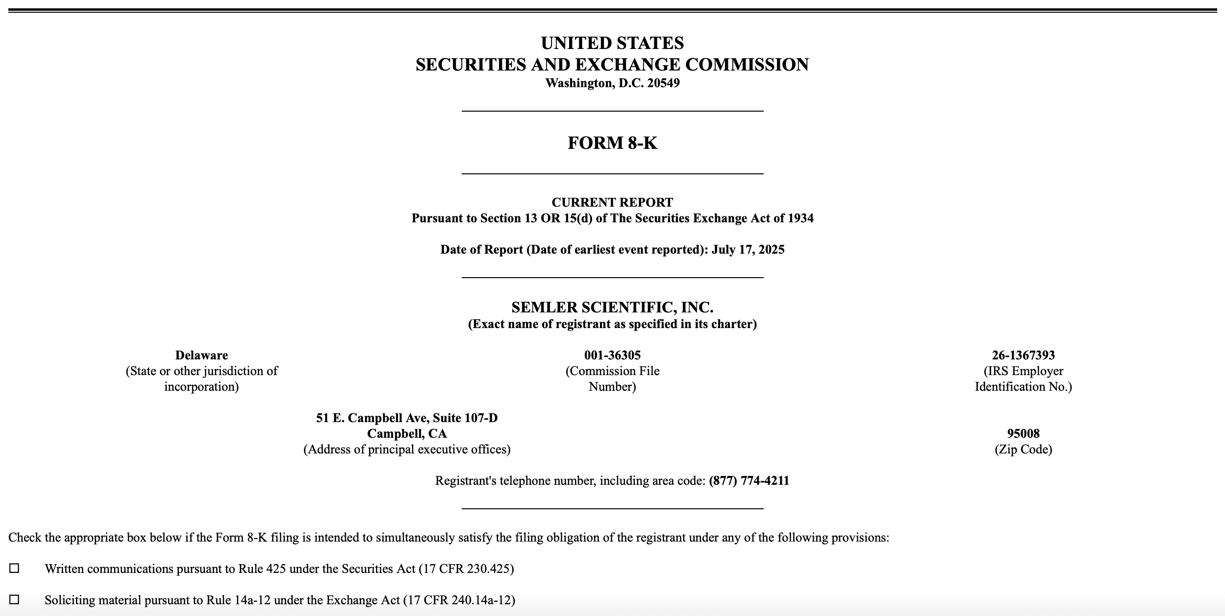 Semler Scientific ทุ่มซื้อ Bitcoin ต่อเนื่อง! ถือสะสมเกือบ 5,000 BTC แล้ว – แต่หุ้นยังร่วง 22% ปีนี้