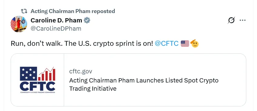 CFTC สหรัฐฯ เตรียมเปิดทางเทรด Spot Crypto บนตลาดอนุพันธ์ หวังยกระดับการกำกับดูแลสินทรัพย์ดิจิทัล