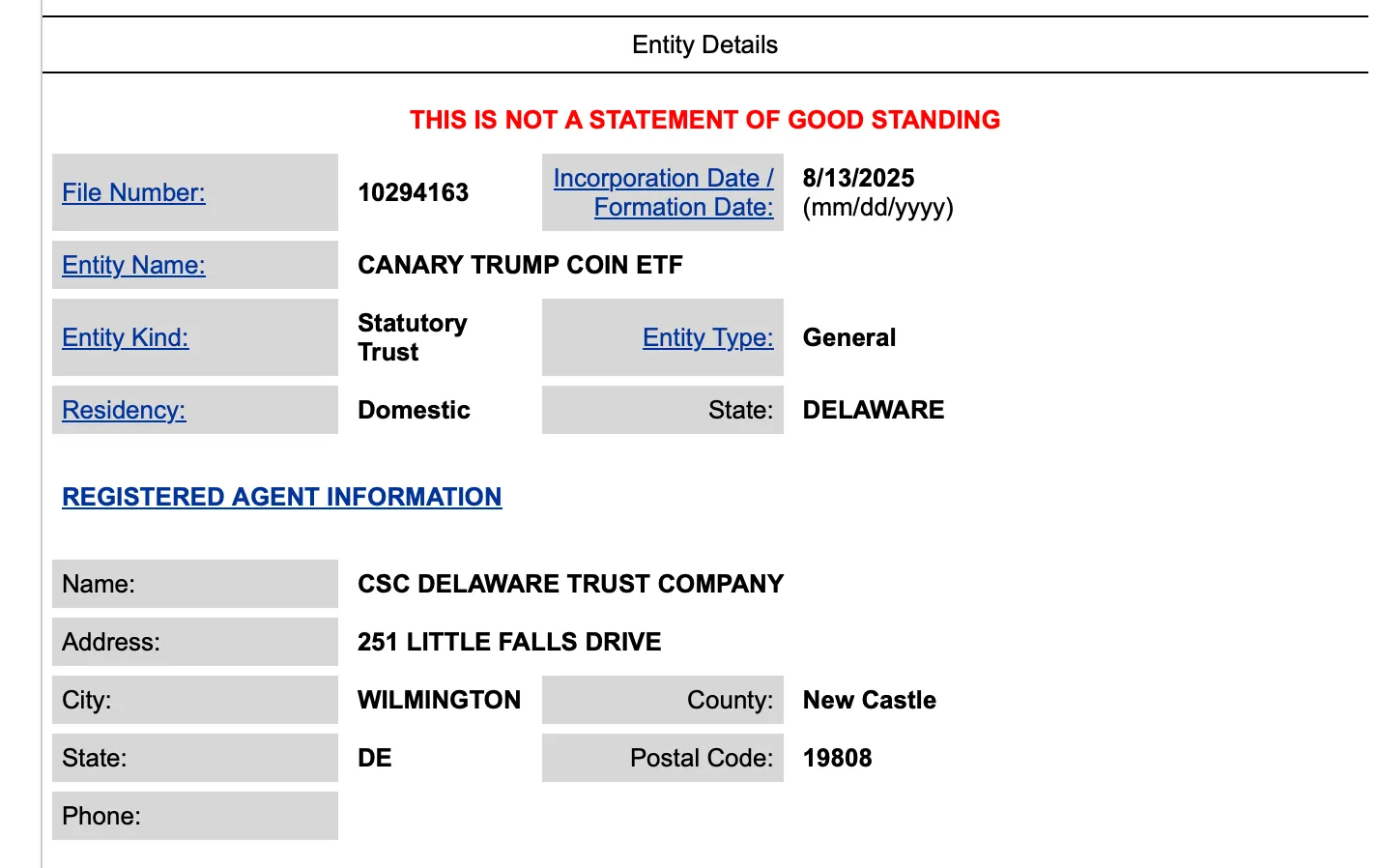 Canary Capital เดินหมากใหญ่! จดทะเบียน “Trump Coin ETF” ในเดลาแวร์