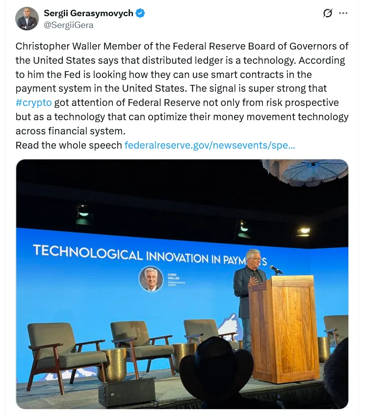 ผู้ว่าการเฟดชี้ DeFi “ไม่ใช่เรื่องน่ากลัว” หนุนใช้ Stablecoin เสริมระบบการเงินโลก