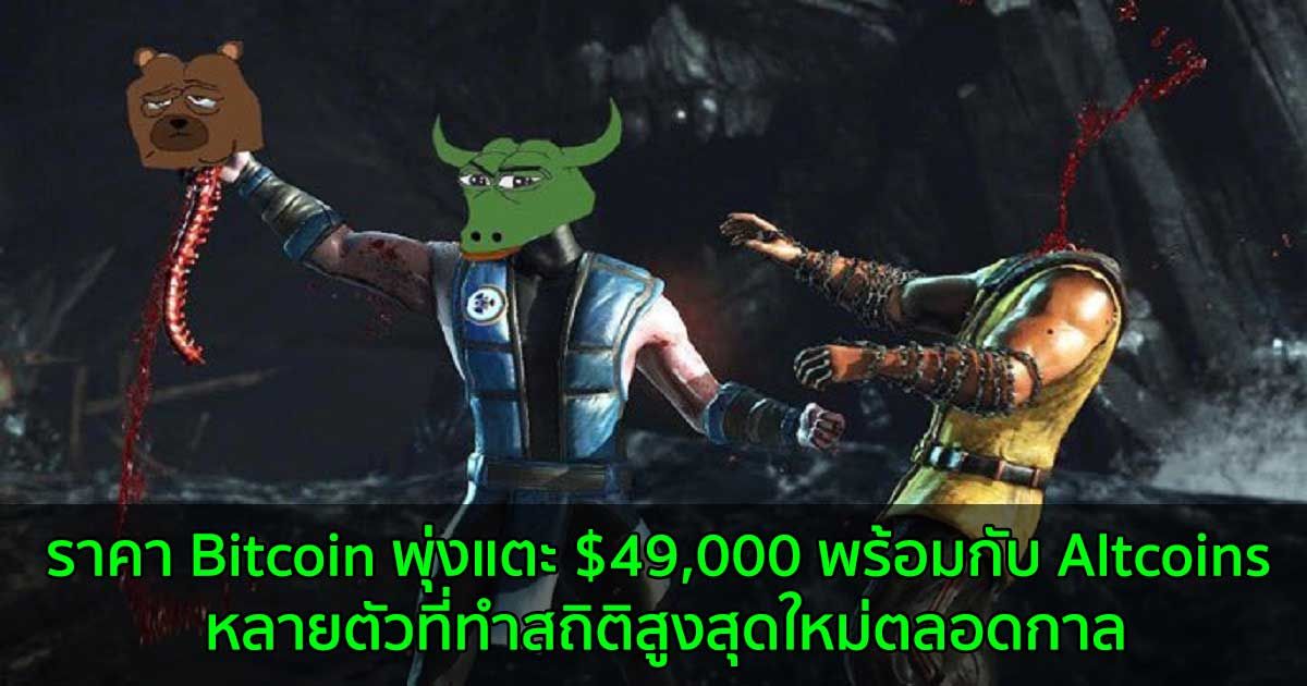 ราคา Bitcoin พุ่งแตะ $49,000 พร้อมกับ Altcoins หลายตัวที่ทำสถิติสูงสุดใหม่ตลอดกาล