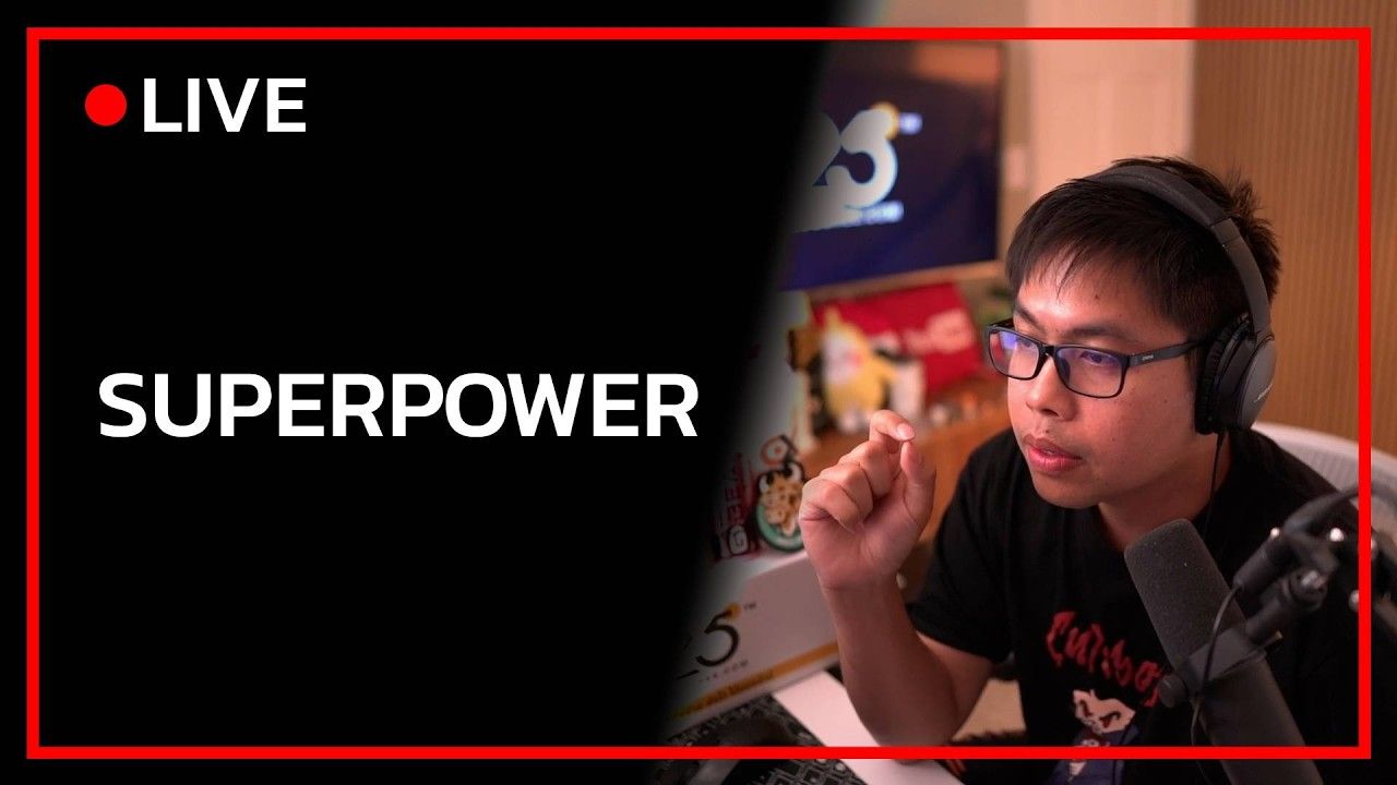 ภาพปกไลฟ์ SUPERPOWER ของช่อง 9arm อาร์มนั่งหน้าไมโครโฟน สวมหูฟัง