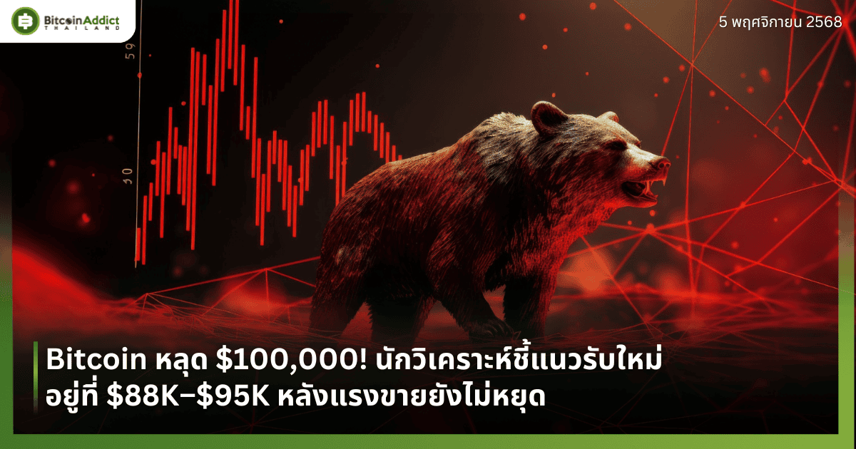 Bitcoin หลุด $100,000! นักวิเคราะห์ชี้แนวรับใหม่อยู่ที่ $88K–$95K หลังแรงขายยังไม่หยุด