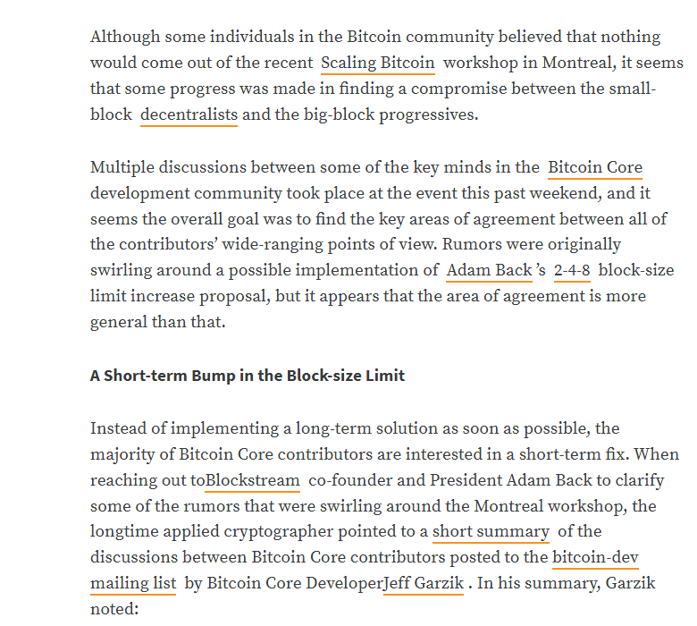 ข่าว Bitcoin Magazine ปี 2015 เรื่องข้อเสนอขยายขนาดบล็อก 2-4-8 ของ Adam Back