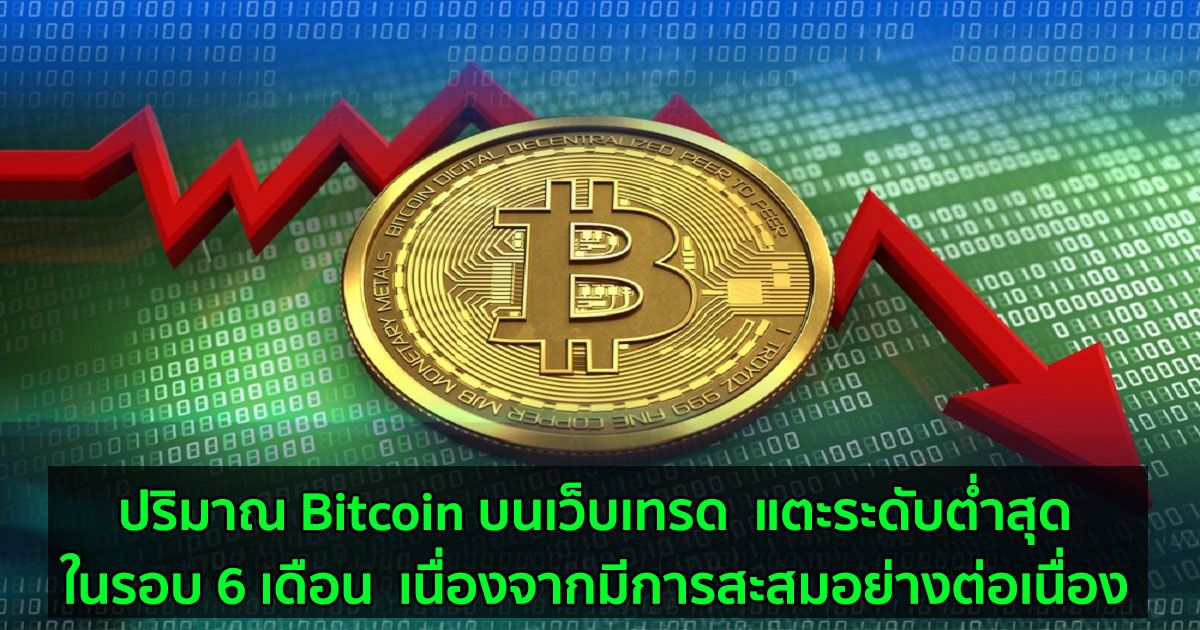 ปริมาณ Bitcoin บนเว็บเทรด  แตะระดับต่ำสุดในรอบ 6 เดือน  เนื่องจากมีการสะสมอย่างต่อเนื่อง