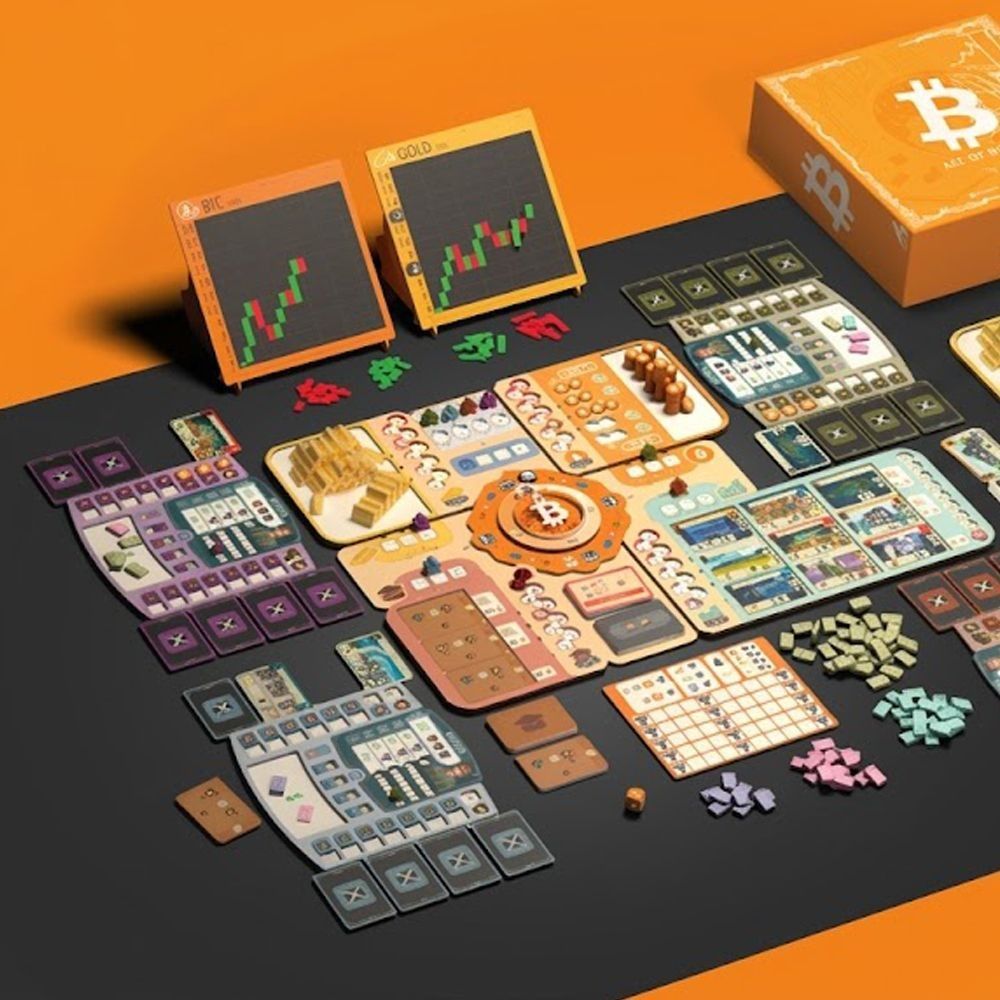 บอร์ดเกม Age of Bitcoin กระดานกราฟแท่งเทียน BTC และ GOLD พร้อมอุปกรณ์ในกล่อง