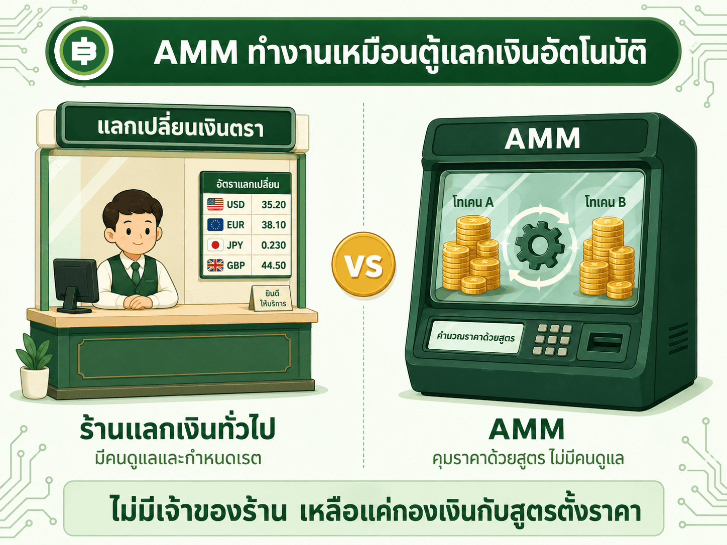 AMM คืออะไร กระดานเทรดไม่มีคนขายได้ยังไง