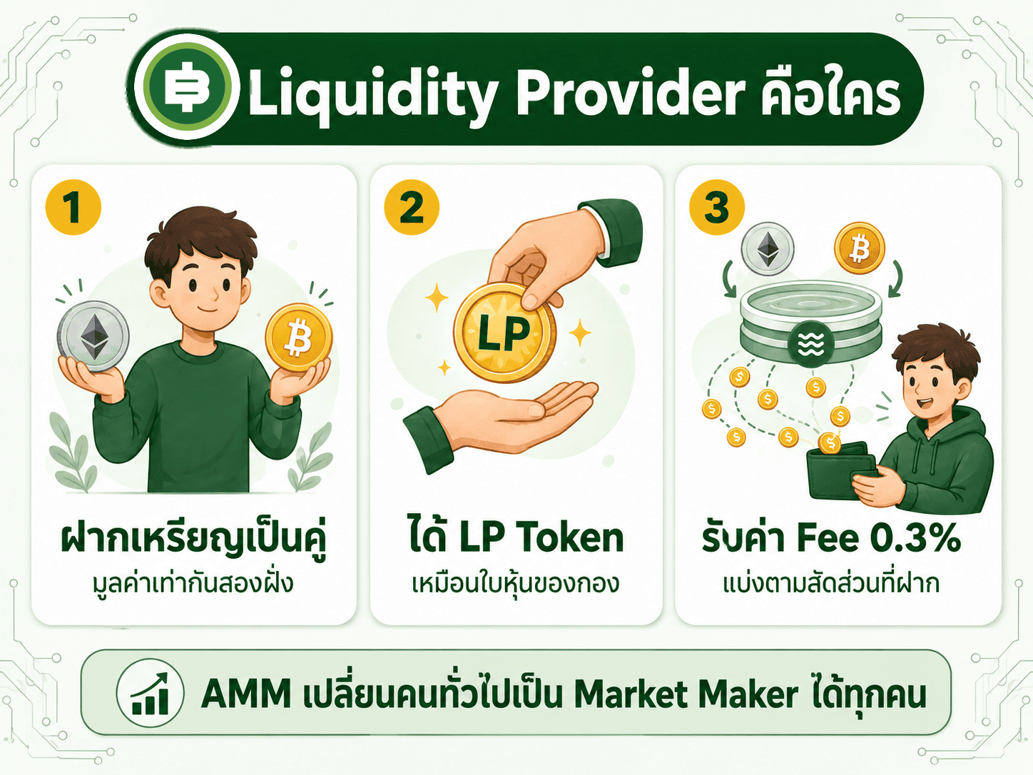 AMM คืออะไร กระดานเทรดไม่มีคนขายได้ยังไง